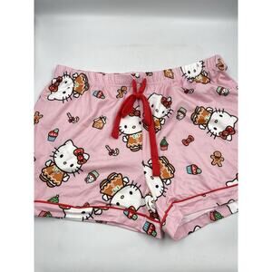 Hello Kitty Snowman Pajama Pink Cuffed Shorts Only HTF - New Without Tags